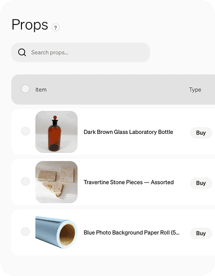 Products, props & gear
