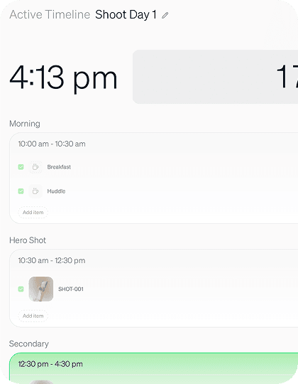 Free shoot schedule & active timeline builder